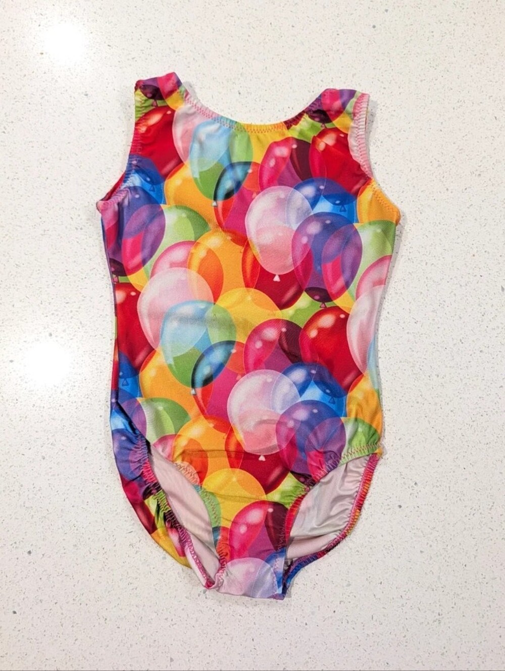 CUTE BIRTHDAY Foxy CL Child Large Gymnastics Dance Leotard RAINBOW Balloons Soft